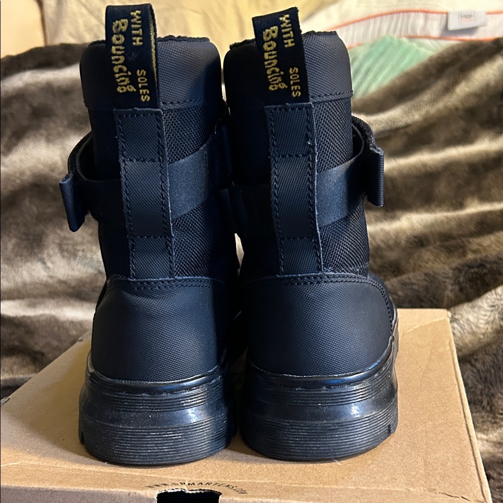Dr. Martens Black High-Top Lace-Up Ankle Boots with Strap - Picture 9 of 15